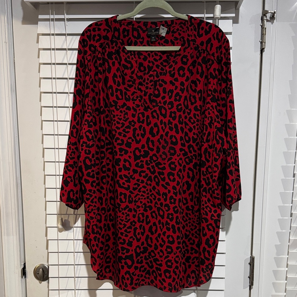 Worthington Red Leopard Print Tunic